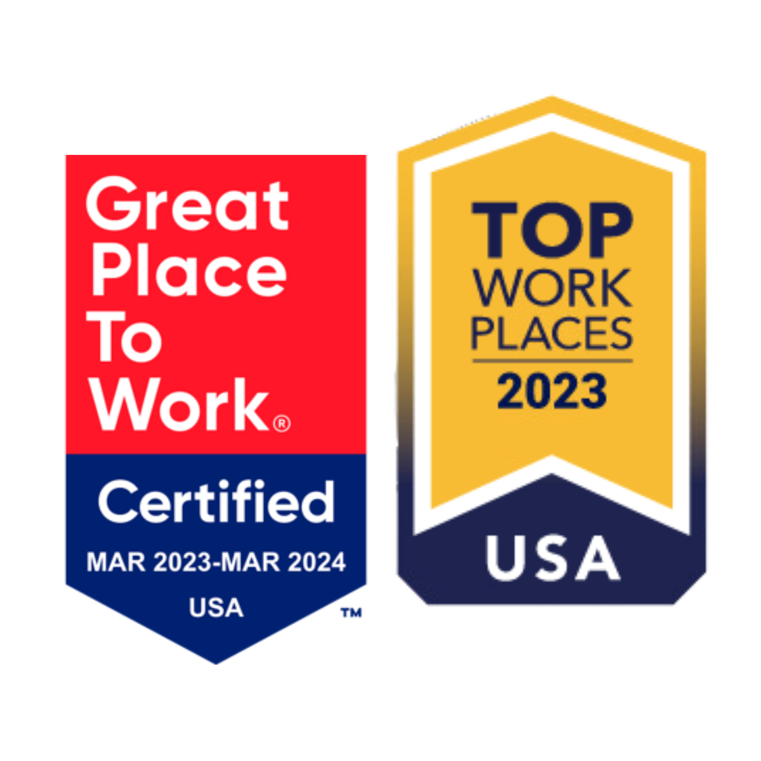 Great Place to Work and Top Places to Work 2023 award badge